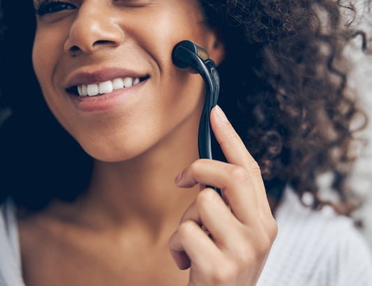 Woman using Microneedle Device
